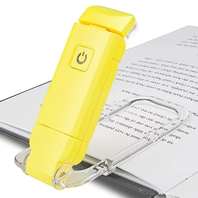 Image de HONWELL Lampe de Lecture pour Livre Liseuse Rechargeable USB 3 Réglages Luminosité la Protection des yeux, Flexible Pince Lire au Lit Lit, eReaders,Voyage,Jaune