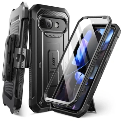 Image de SUPCASE Coque pour Google Pixel 9A avec Protecteur d’Ecran Intégré (UBPro) [Support Repliable &amp; Clip Ceinture] [Protection Qualité Militaire] Intégrale Robuste Case 2025, Noir
