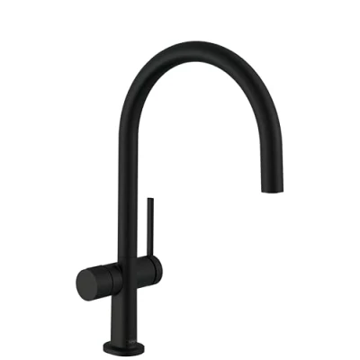 Image de Hansgrohe 72805670 Talis M54 Robinet de Cuisine avec Bec 220 mm Hauteur, pivotant à 360, 1 Type Jet, Noir Mat Mitigeur monocommande