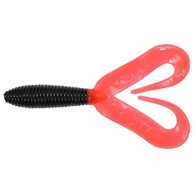 Image de Relax DTT Double Queue Twister 10cm 10pcs Leurre Caoutchouc 382 Black Super Red