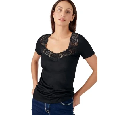 Image de Damart Manches Courtes Douceur Thermolactyl Caraco, Femme, Taille: XXL, Noir
