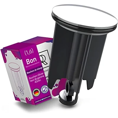 Image de Bouchon Lavabo Universel 40mm d&#039;Évier en Laiton Chromé avec Caoutchouc Couvercle Églable Hauteur Anti calcaire de Vidange pour