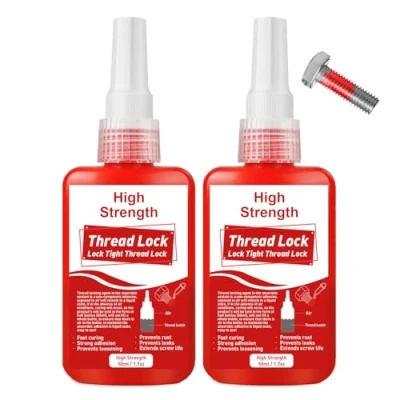 Image de LAMXIN Lot de 2 verrous filetés Rouges Haute résistance pour remplir Les espaces et serrer boulons, écrous Anti Rouille desserrage, x 50 ML