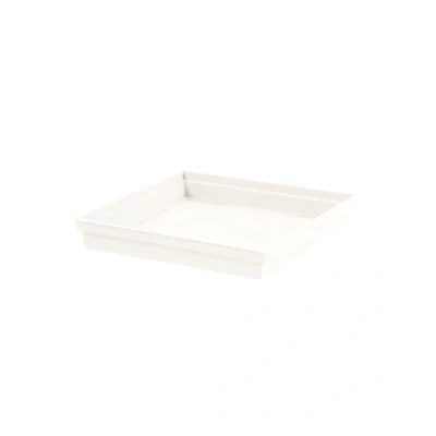 Image de EDA Soucoupe Carrée Toscane 32,6 cm pour Pots de Fleur Carrés réf 13627 13628 13635 et 13639 x H.4,9 Blanc, lot 3