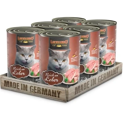 Image de LEONARDO Nourriture Humide [6x400g Riche en Foie] sans céréales pour Chats complète boîte