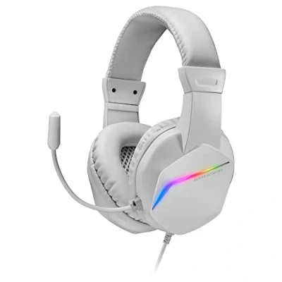 Image de Mars Gaming MH122, Casque de Jeu FRGB Over Ear avec Microphone, Son HiFi, Annulation du Son, Ultra Léger, PS4 PS5 Xbox Switch Tablet Windows Mac, Blanc