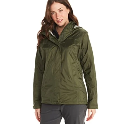 Image de Marmot Wm&#039;s PreCip Eco Jacket F22 Veste imperméable, Manteau de Pluie résistant, Coupe Vent Hardshell Pliable Respirant, idéal pour la randonnée Femme, Nori, XL