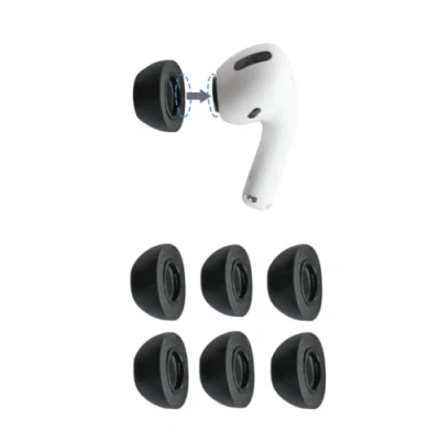 Image de Comply Coussinets d&#039;oreille en Mousse pour Apple AirPods Pro Generation 1 et 2, M, Noirs, 3 Paires, Confort Maximal, Coupe Amovible, Embouts de Rechange à mémoire Forme, fabriqués aux