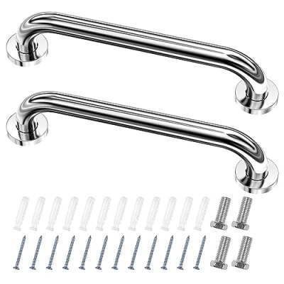 Image de Fousenuk Lot de 2 Barre d&#039;Appui wc, Acier Inox Maintien Poignée Douche, 30cm Salle Bain Coudée, Barres Baignoire Main Courante Inoxydable Âgées/Handicapées/Enfants