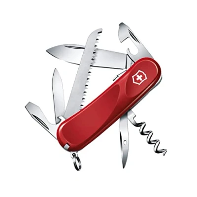 Image de Victorinox Evolution S13 Couteau de Poche Suisse, Léger, Multitool, 14 Fonctions, Tire Bouchon, Lame Fixe, Rouge
