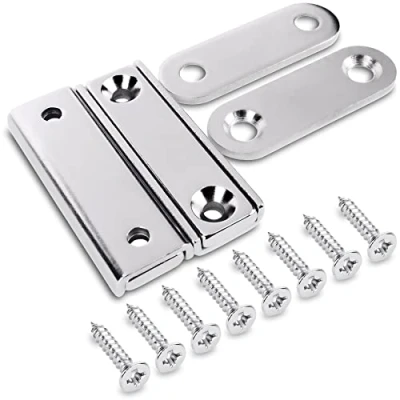 Image de Sensei 2 pièces Aimants Néodymes Rectangulaires avec Trou 40x13,8x5 mm, 15 kg de force + rondelles en acier 8 vis incluses