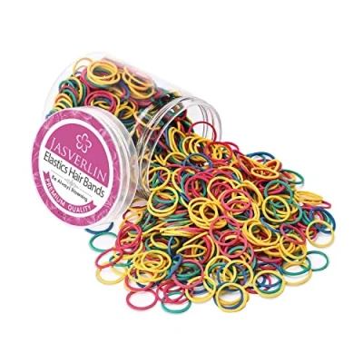 Image de JASVRELIN Lot de 1 000 élastiques colorés en caoutchouc pour cheveux, petits à cheveux tressage queue cheval femmes, tout petits, enfants, filles 1,27 cm