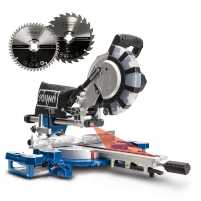 Image de Scheppach Scie à onglet radiale HM216SPX 2000W lame Ø 210mm 65 cm hauteur de coupe 34 largeur Avec laser, supports en aluminium Table mobile Seconde incluse