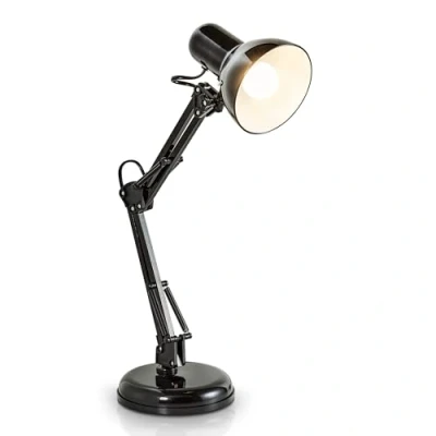Image de B.K.Licht lampe de bureau/table LED rétro, halogène éclairage chevet métal avec articulation, lecture, E14, sans illuminant, Noir