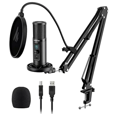 Image de MAONO USB Microphone Gaming, Micro à Condensateur avec Sourdine, Gain, Surveillance sans Latence, pour Professionnel Studio, Podcast, Jeux, Streaming, Enregistrement（AU PM422）