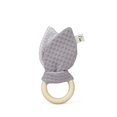 Image de GRÜNSPECHT 571 V1 Anneau de préhension avec oreilles en tissu lavable 100% coton pour sens la et du toucher Gris