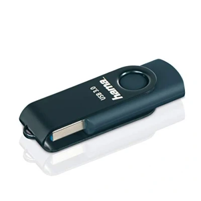 Image de Hama clé USB 3.0 &quot;Rotate&quot; (capacité de 64 GB, taux transfert 70 MB/s, avec accroche porte clefs, flashpen usb) Bleu Pétrole