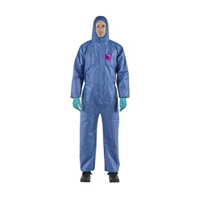 Image de Ansell AlphaTec 1500 Model 138, Combinaison de Travail Jetable, Protection Chimique Type 5/6, Tenue Intégrale et Déperlante, Bricolage Peinture, Homme Femme, Bleu, Taille S (1 Pièce)