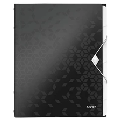 Image de Leitz Trieur A4, Contient jusqu&#039;à 200 Feuilles, Index Intégré à 6 Onglets, Fermeture Élastique, Noir, WOW, 46330095