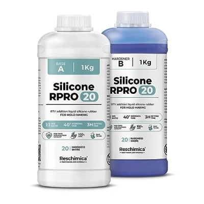 Image de Reschimica Caoutchouc de Silicone Liquide pour Moulage 1:1 R Pro 20, 100% sûr, Non Toxique, Facile à Utiliser, avec catalyseur au Platine (2 kg)
