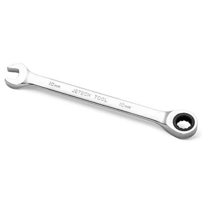 Image de Jetech 10mm Clé mixte à cliquet polygonale en acier de qualité industrielle Cr V au fini chrome poli