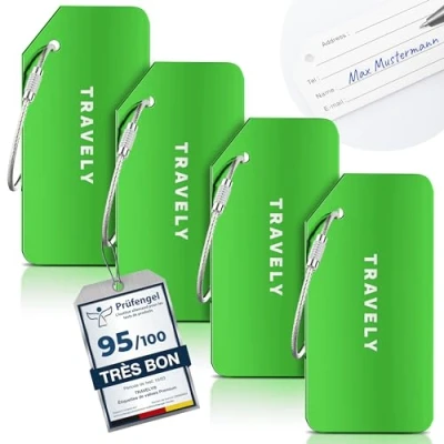 Image de Travely Étiquettes de bagage qualité supérieure Facile à reconnaître, robuste et sûre Avec étiquette nominative protection la vie privée d&#039;adresses polyvalentes pratiques
