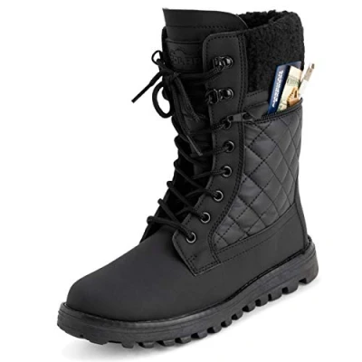 Image de Polar Femmes Mousse A Mémoire Poche Eclair Latéral Imperméable Bande De Roulement Semelle en Caoutchouc Bottes Neige Noir Cuir Mono UK8/EU41 YC0622