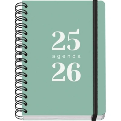 Image de Dohe Agenda Scolaire 2025 2026 Semainier, A5 (15x21 cm), Espagnol et Anglais, Septembre à Juin, Spirale Double Élastique, Couverture Flexible, 4 Pages d&#039;Autocollants GRAMMAR Vert