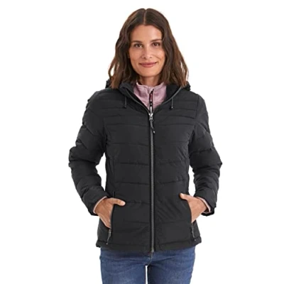 Image de Killtec Femme Skane Wmn Quilted Jckt Veste en duvet avec capuche amovible, Noir, 46 EU