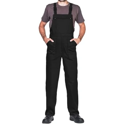Image de Salopette Longue avec Poches Multifonctions Vêtements Professionnels pour Artisans, Maçons, Couvreurs, Menuisiers, Électriciens et Bien d&#039;autres Haute Qualité Made in EU, Noir, XL