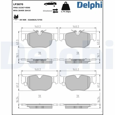Image de Kit de plaquettes frein, frein à disque DELPHI LP3870