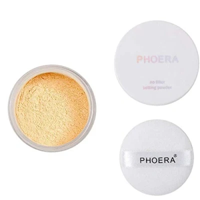 Image de ABRUS Poudre mate translucide pour le visage + houppette à poudre, longue durée translucide, fixateur de maquillage léger (03 Banane)