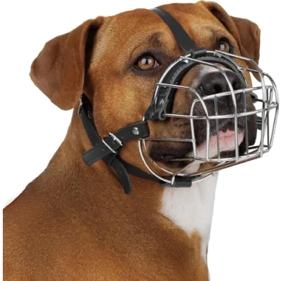 Image de BRONZEDOG Muselière en métal pour Chiens, Toutes Tailles. Respirante, réglable, rembourrée, Permet de Boire, empêche Mordre. Idéale entraînement et sécurité (Pitbull &amp; Amstaff)