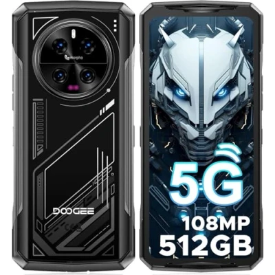 Image de DOOGEE V40 Telephone Portable Incassable 5G, 32GB+512GB ROM(TF 2TB) 120Hz 6,78 FHD+ IPS Écran 8680mAh Smartphone Android 14, 108MP/4nm Octa Core/WiFi 6E/BT 5,4/NFC/3 Fente de Carte, Argent