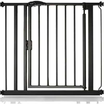 Image de Safetots Barrière de Sécurité à Pression Fermeture Automatique, 82.2 cm 89.2 cm, Noir Mat, d&#039;Escalier Automatique pour Bébé,