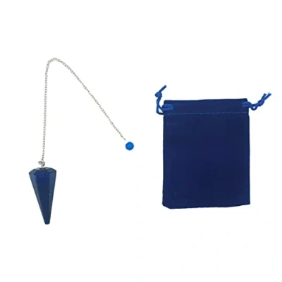 Image de pendule en pierre naturelle lapis lazuli, cristal, cristal hexagonal vintage pour la radiesthésie, Chakra Reiki Divination Méditation Wicca (Lapis lazuli)