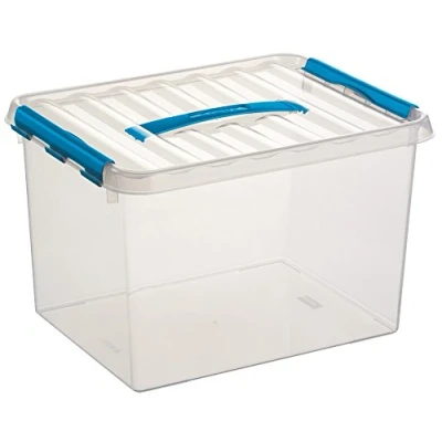 Image de Sunware Q Line boîte de Rangement 22L Transparent Bleu 40 x 30 26 cm