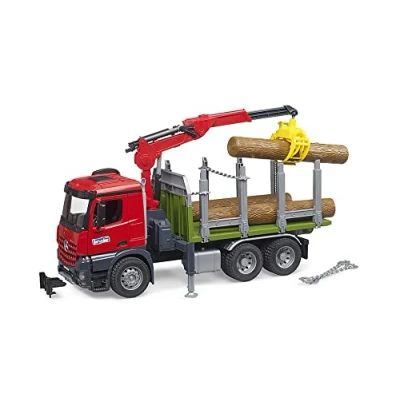 Image de bruder 03669 MB Arocs Camion de Transport bois avec grue chargement, grappin &amp; 3 troncs d&#039;arbre, Véhicules, bois, Débardage, Jouets à partir 4 ans