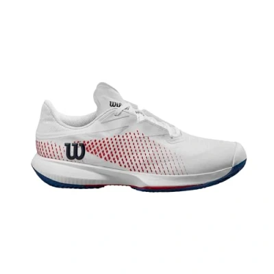 Image de Wilson Femme KAOS Swift 1.5 Clay Tennis Shoe, White/Deja Vu Blue Red, 39 1/3 EU