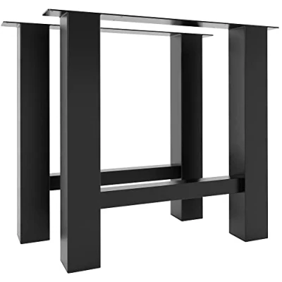 Image de CLP Lot De 2 Pieds en Acier Poudré Harry I Style Industriel pour Construction Table DIY, Couleur:Noir