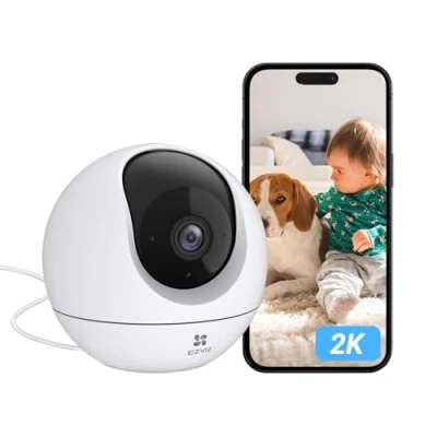 Image de EZVIZ C6c 2K Caméra Surveillance WiFi Intérieure, 360 avec Détection Humaine AI, Suivi Intelligent, Audio Bidirectionnel, Vision Nocturne Couleur Lentille Starlight pour Bébé/Animaux