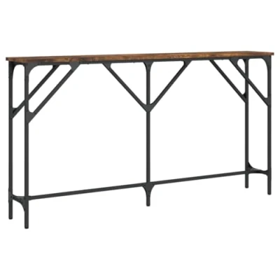 Image de vidaXL Table Console, d’Appoint avec Pieds Réglables, Bout de Canapé, Meuble d&#039;Entrée Salon, Industriel, Chêne Fumé Bois d&#039;Ingénierie