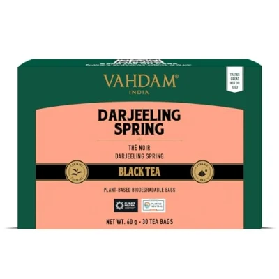 Image de VAHDAM, Darjeeling Thé Noir (30 Sachets De Pyramid) 100% Non Mélangé d&#039;Inde Directement La Source En Inde
