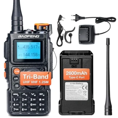 Image de BAOFENG K6 Tri Bande Talkie walkie, Radio Amateur Haute Puissance 6W, multibande UHF/VHF/FM/Air, 2600 mAh Batterie, Charge USB C, 999 CH, Copie de fréquence sans Fil, répéteur inversée