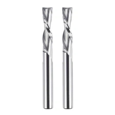 Image de SpeTool Lot de 2 fraises à rainurer en spirale 8 mm Tige Downcut 32 Longueur coupe Fraise hélicoïdale flûtes Routeur Bit pour défonceuse Bois CNC queue VHM