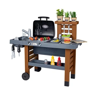 Image de Smoby Garden Kitchen Cuisine d&#039;Extérieur Evolutive Grill avec Flammes Magiques Rétractables 40 Accessoires 312004
