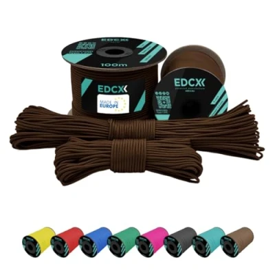 Image de EdcX 2 mm Nylon Paracord 275 (15, 30, 50 and 100 m) 100% Rope, 3 Strand Cord, Cord in Many Colours (Chocolate, 30