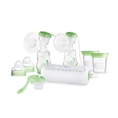 Image de MAM Tire lait Électrique Double 2 en 1 avec 9 niveaux d’intensité et 3 heures d’autonomie biberons anti colique Easy Start &amp; pots de conservation inclus Vert