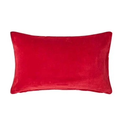 Image de HOMESCAPES Housse de Coussin en Velours rectangulaire 100% Coton uni Rouge, 30 x 50 cm