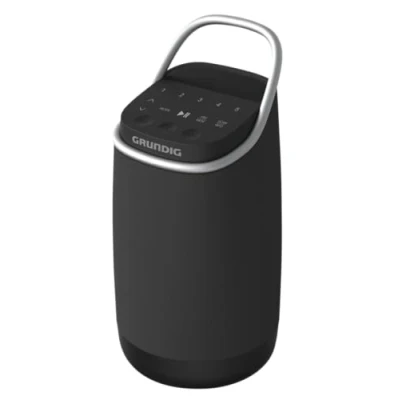Image de GRUNDIG GBT Band 360 Enceinte Bluetooth, avec Son à 360, 12 W RMS, portée jusqu&#039;à 30 m, 19 Heures d&#039;autonomie, Radio Dab+ et FM, entrée AUX, écran Monochrome OLED, Noir